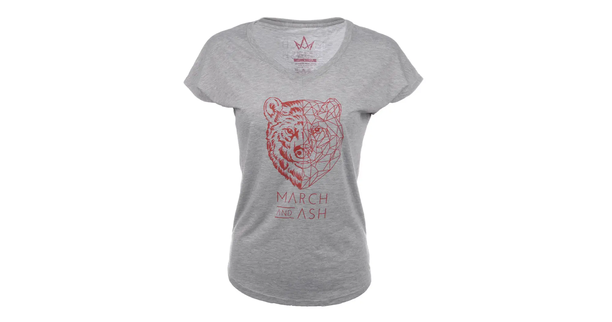Women's Red Geometric Bear T-shirt