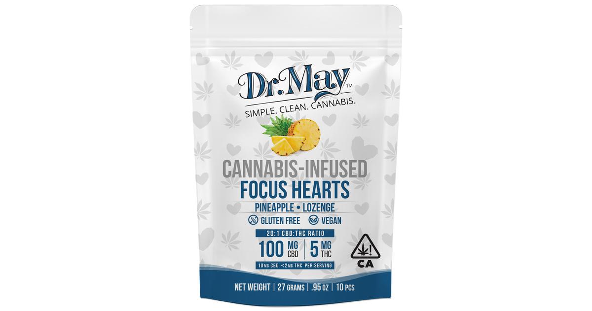 Pineapple 20:1 CBD:THC Focus Lozenge Hearts