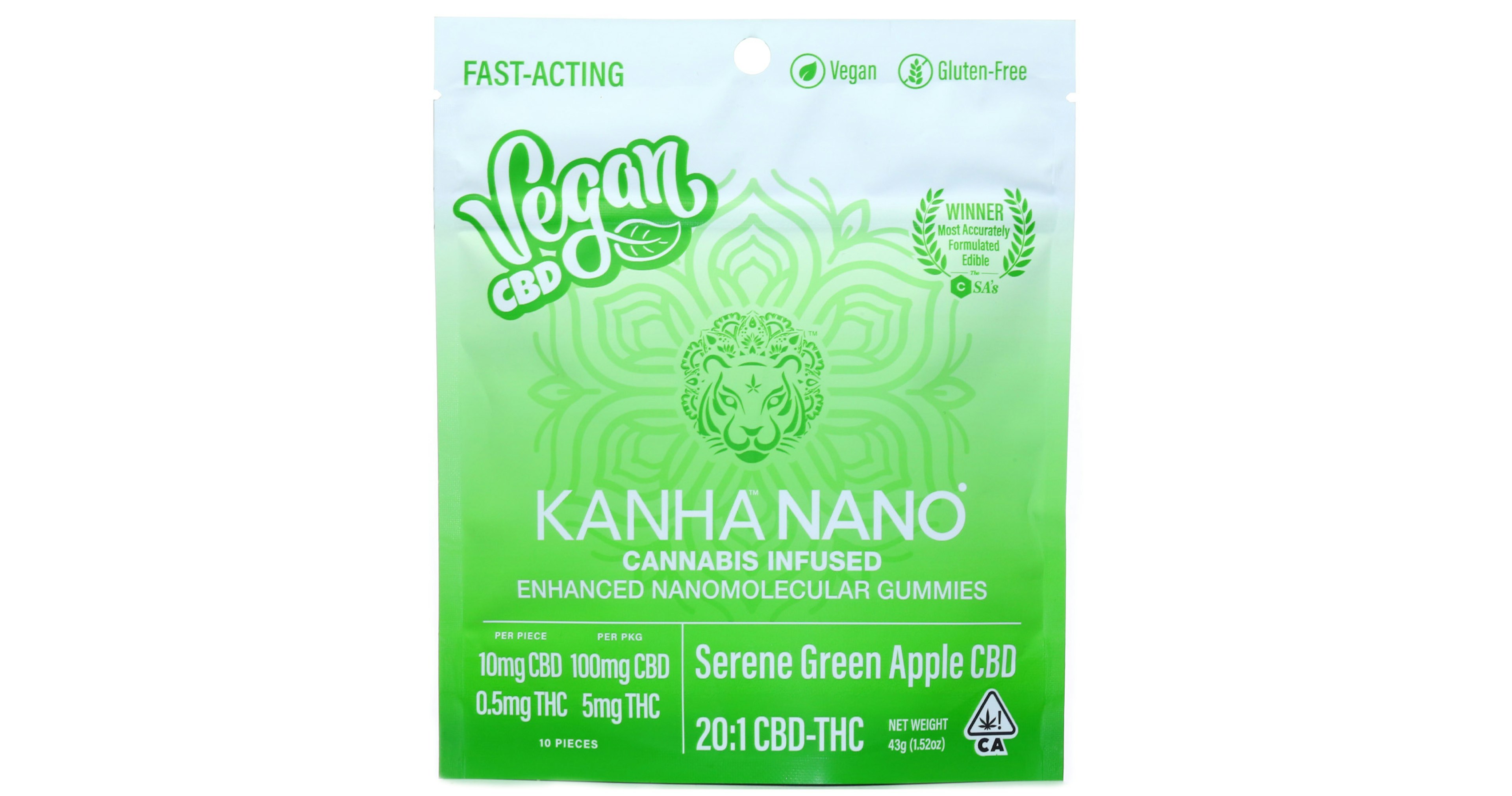 Vegan Serene Green Apple CBD Nanomolecular Gummies