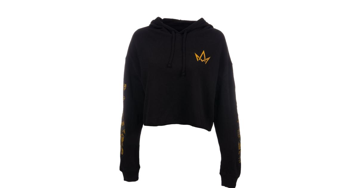 Women's Gold Print and Crown Crop Hoodie