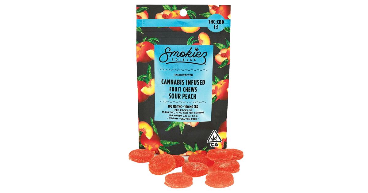 Sour Peach 1:1 THC:CBD Fruit Chews