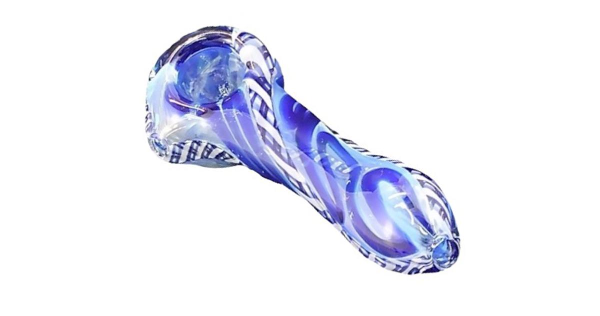 26 Blue Latticino Pipe