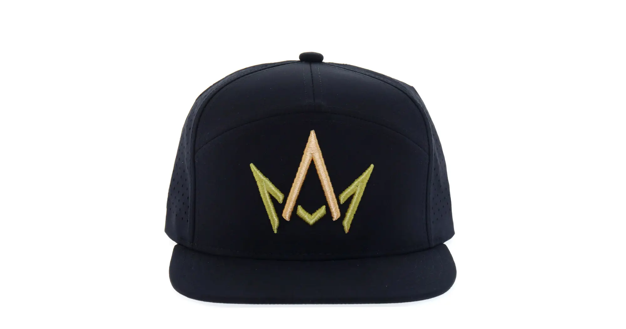 Black Hat Green and Gold Crown Logo