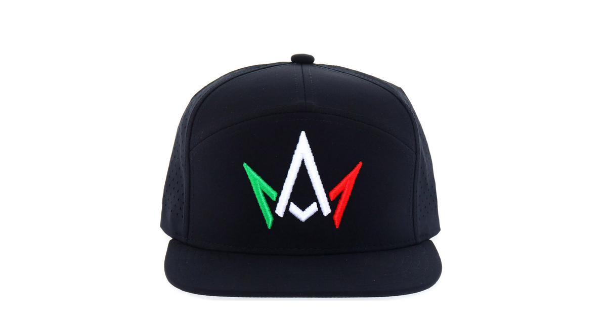 Black Hat Red White and Green Crown Logo