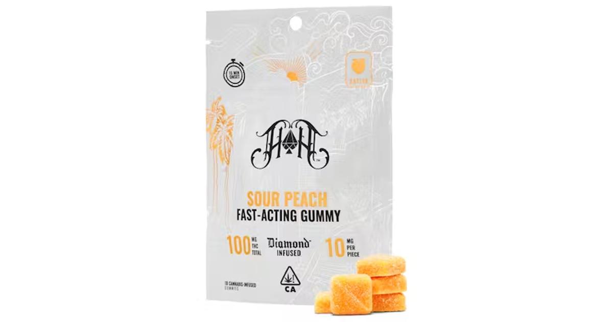 Sour Peach Diamond Infused Fast Acting Gummies