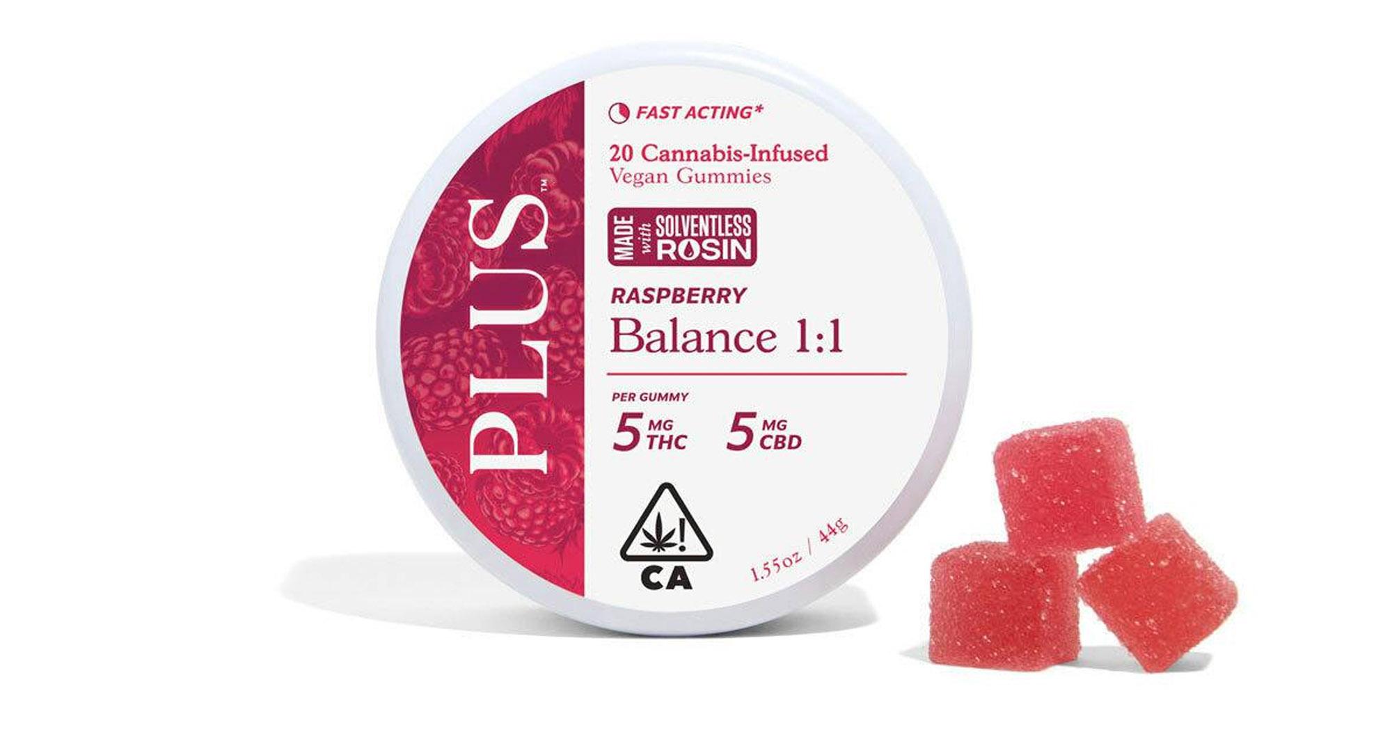 Raspberry 1:1 Balance Solventless Rosin Gummies
