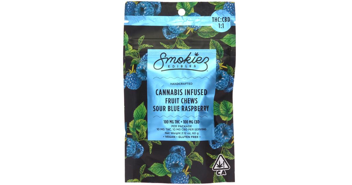 Sour Blue Raspberry 1:1 THC:CBD Fruit Chews