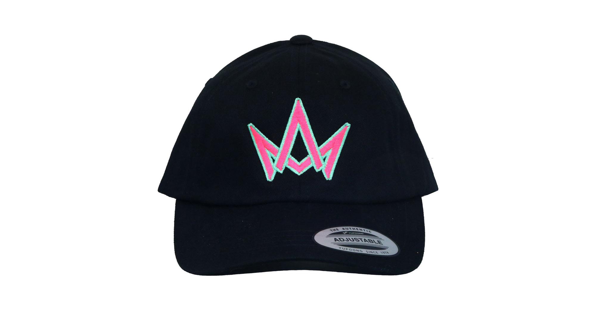 Black Hat Pink / Teal Double Crown