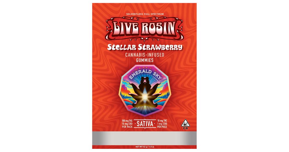 Stellar Strawberry 10:1 THC:CBD Live Rosin Gummies