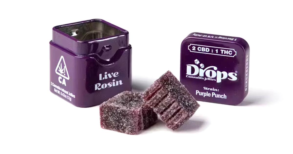 Blackberry 2:1 CBD:THC Live Rosin Gummies 2ct