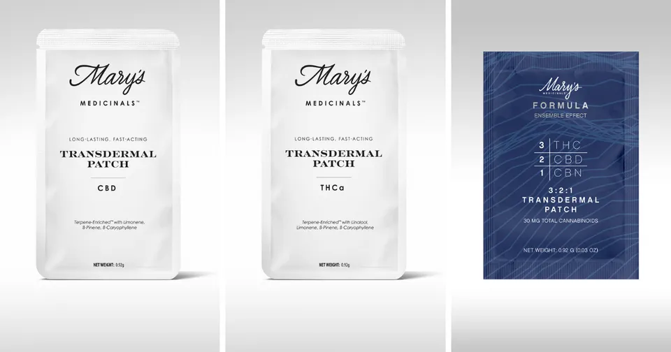 Three minimalist white and navy packaging designs displayed side by side on a white background